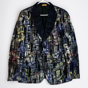Lanzino Metallic Multi Colored Statement Blazer Sport Coat Jacket SMALL FLAW